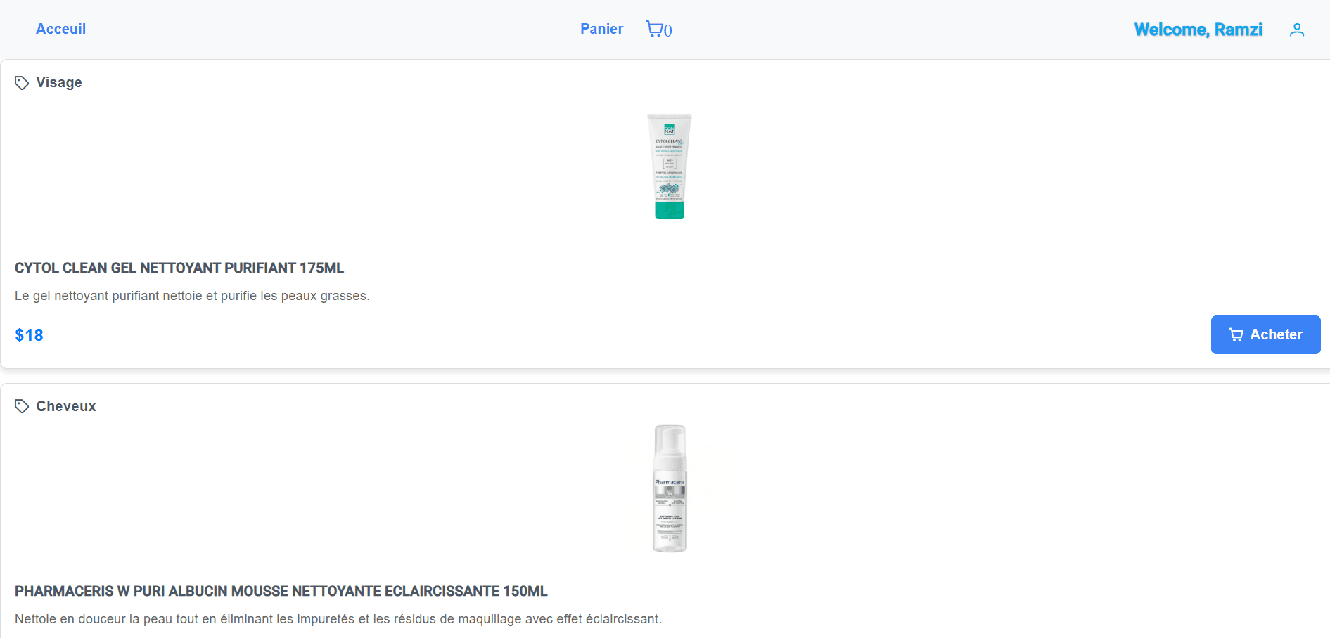 Developing a parapharmacy website with automated CI/CD pipelines using GitHub Actions.